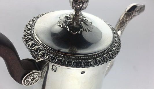 Antique 19th Century French Sterling Silver Rococo Chocolate Pot — detail 2