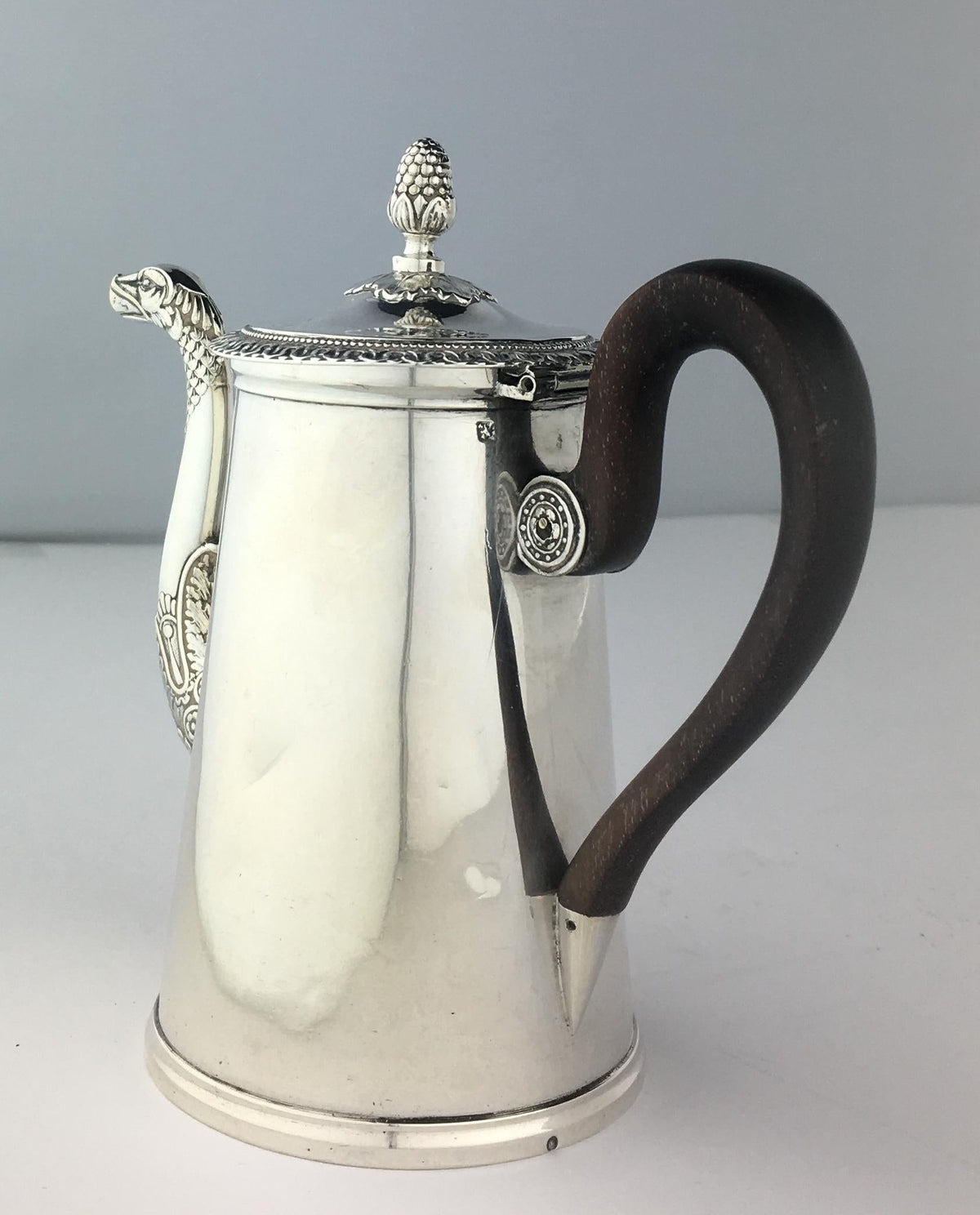 Antique 19th Century French Sterling Silver Rococo Chocolate Pot — detail 8