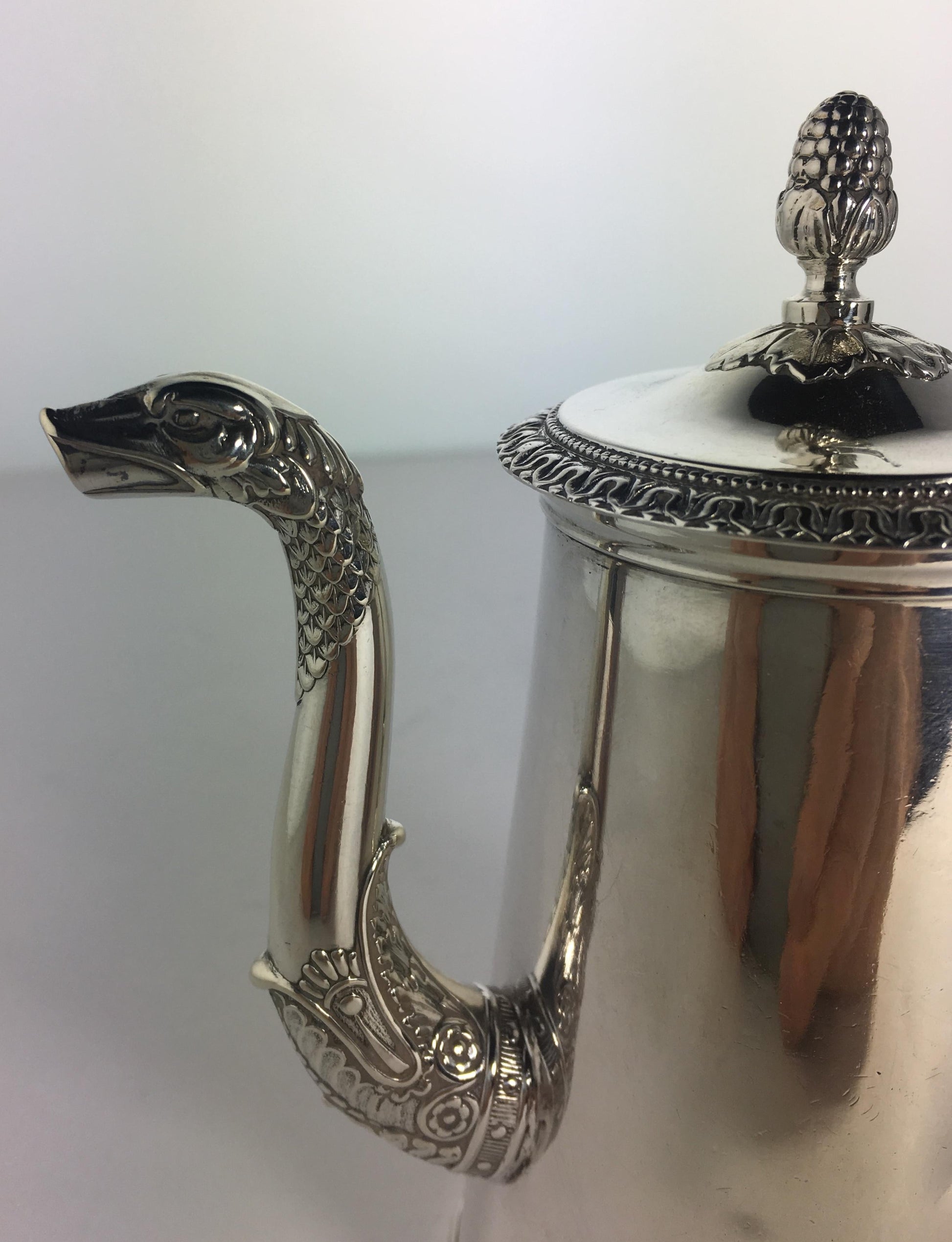 Antique 19th Century French Sterling Silver Rococo Chocolate Pot — detail 3