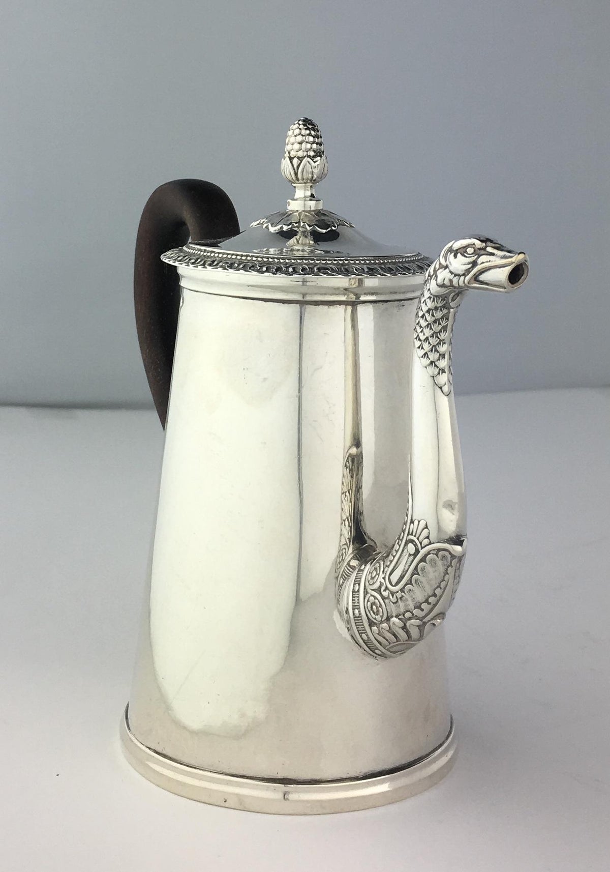 Antique 19th Century French Sterling Silver Rococo Chocolate Pot — detail 5