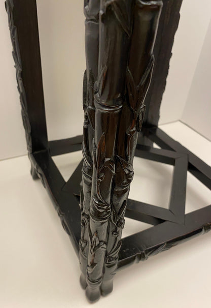 19th Century Hand Carved Chinese Side Table with Marble Top — detail 4
