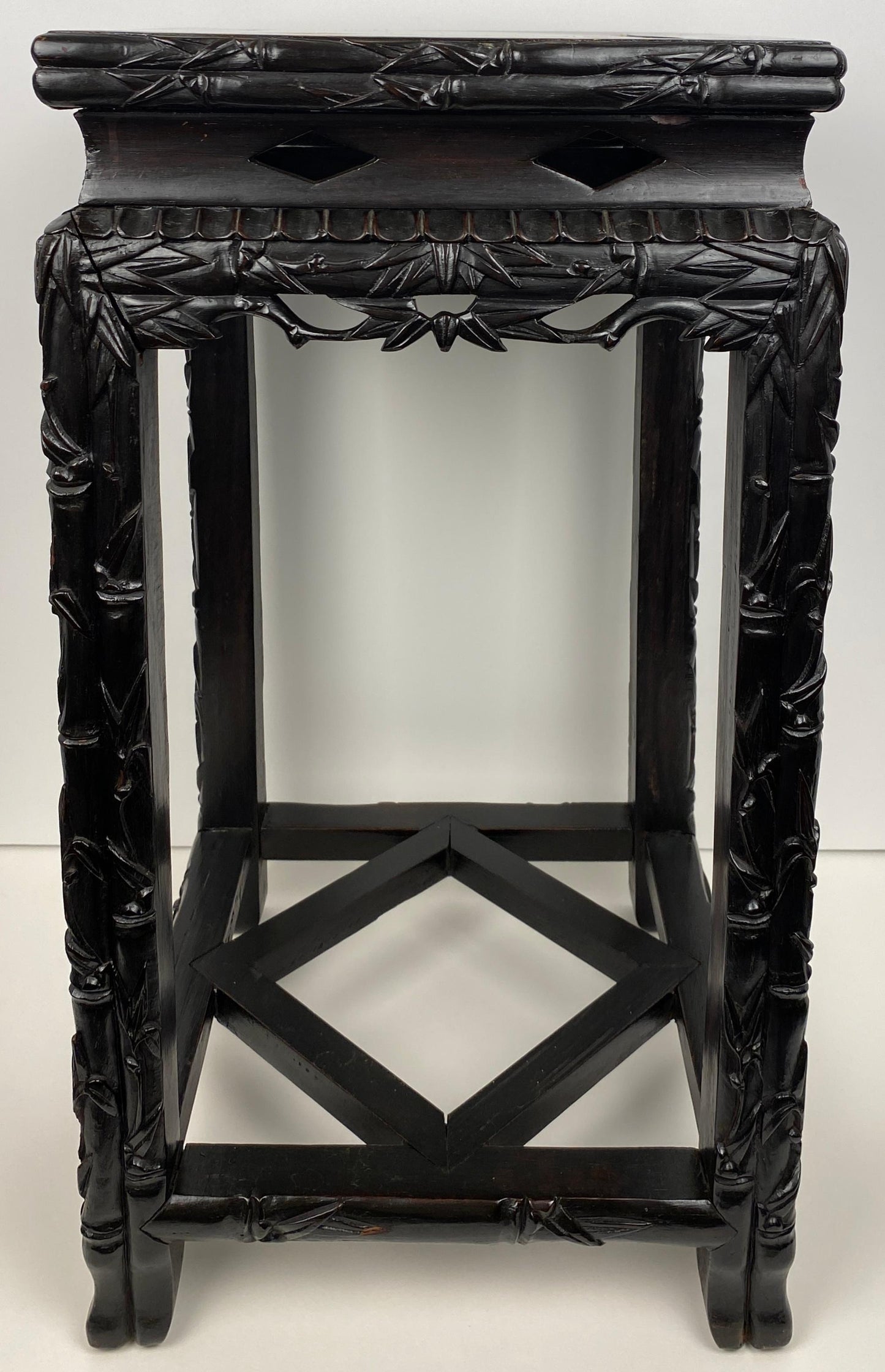 19th Century Hand Carved Chinese Side Table with Marble Top — detail 7