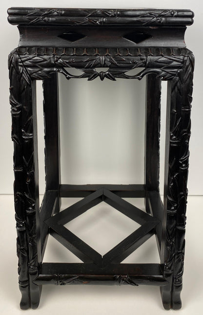 19th Century Hand Carved Chinese Side Table with Marble Top — detail 7