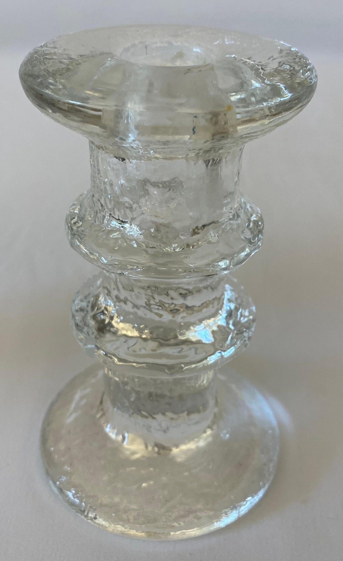 Pair of Small Crystal Candle Holders in the Style of Kosta Boda — detail 3