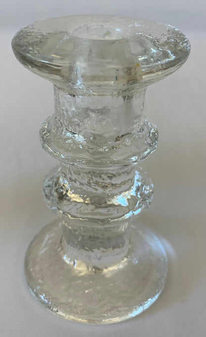 Pair of Small Crystal Candle Holders in the Style of Kosta Boda — detail 3