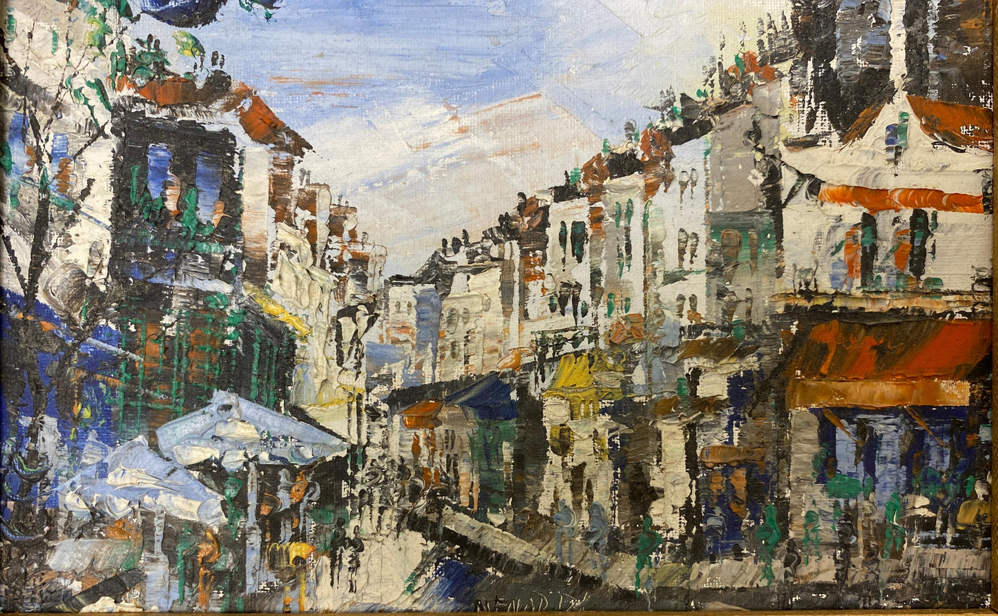 Small French Cityscape Oil Painting, Paris France Street Scene Painting — detail 4