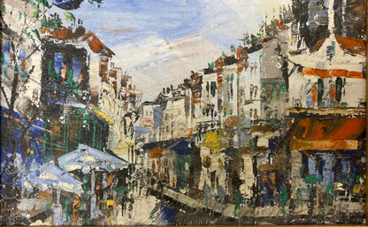 Small French Cityscape Oil Painting, Paris France Street Scene Painting — detail 4