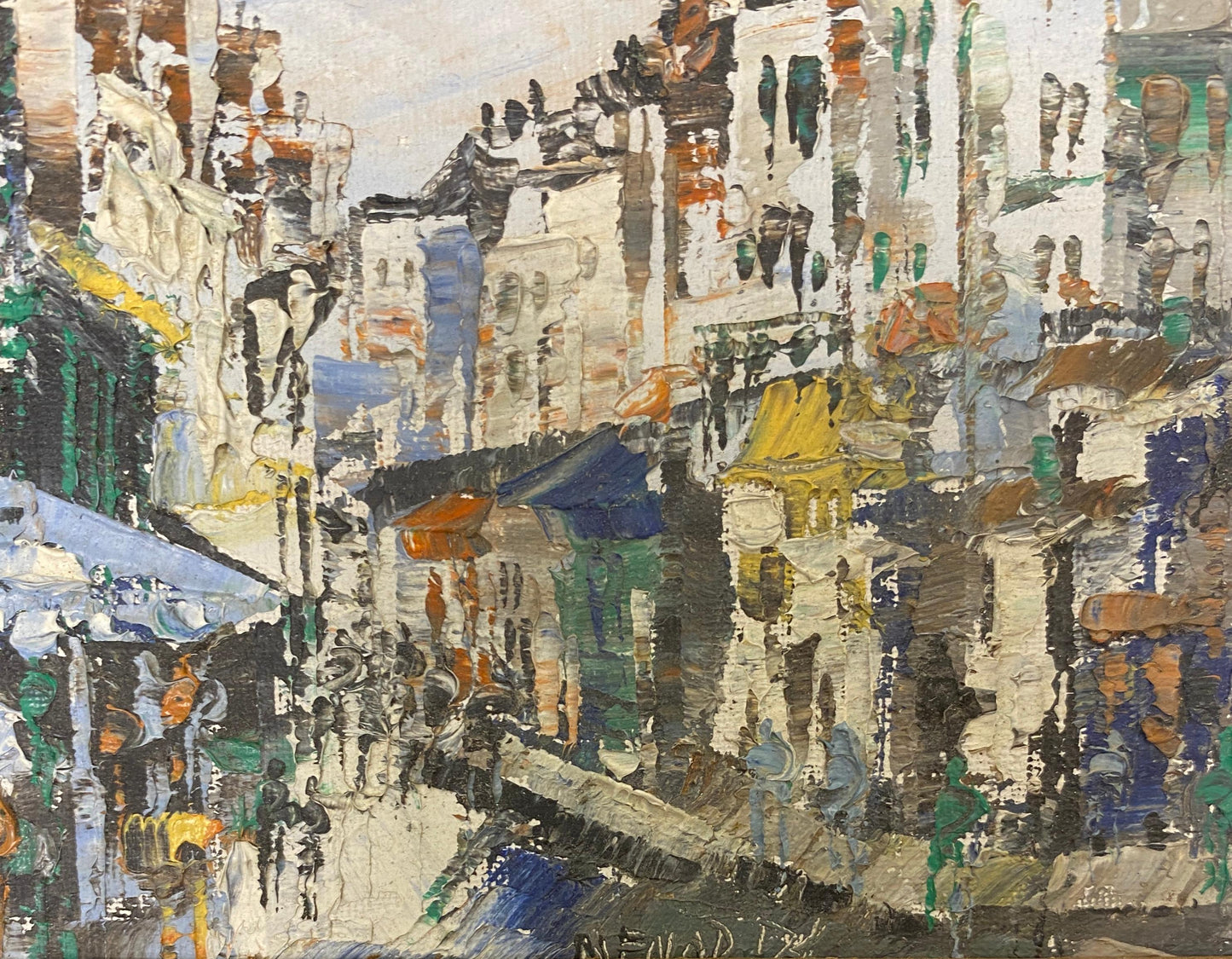 Small French Cityscape Oil Painting, Paris France Street Scene Painting — detail 7