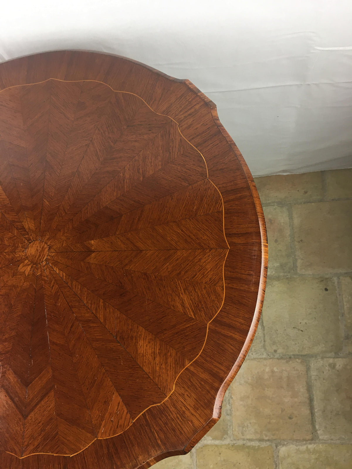 French Louis XV Style Walnut Marquetry End, Side or Cocktail Table — detail 4