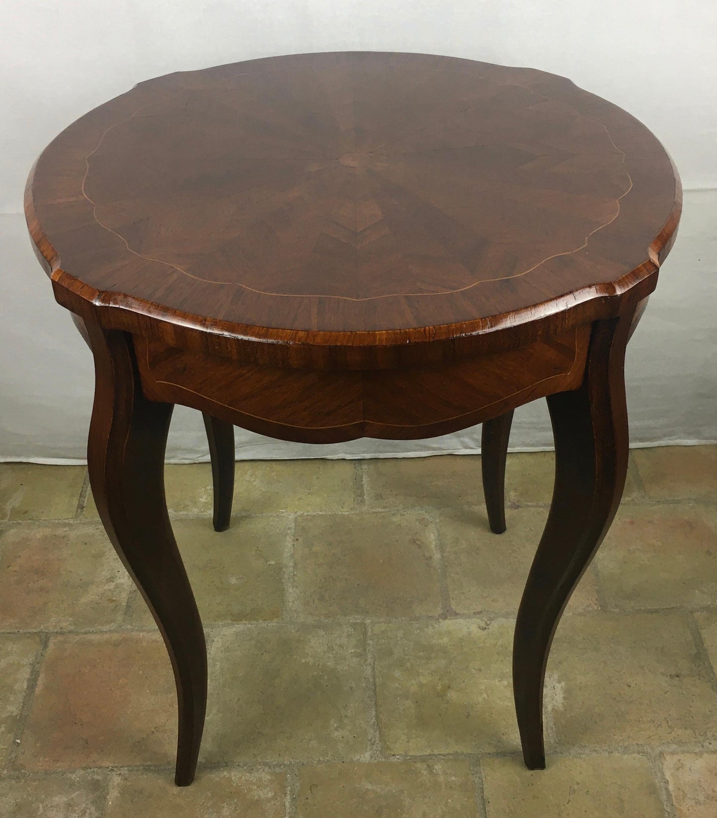 French Louis XV Style Walnut Marquetry End, Side or Cocktail Table — detail 8