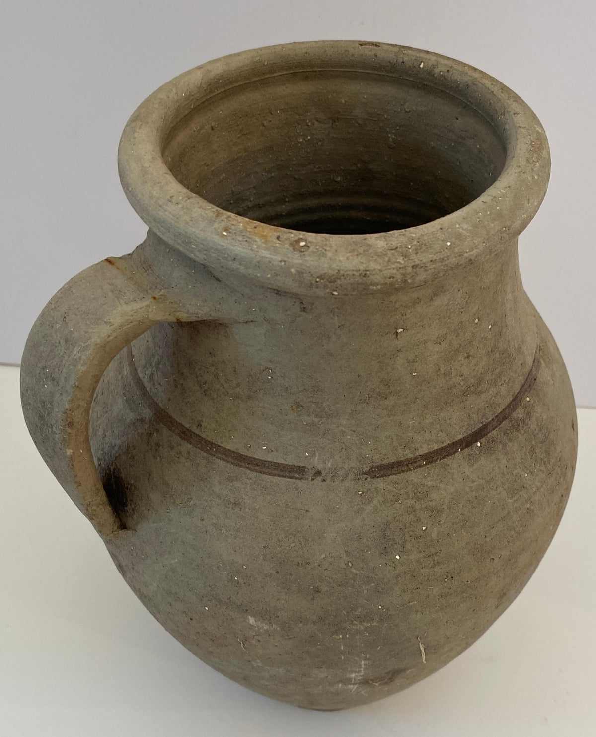 Antique Handcrafted Terracotta Pitcher, Rustic Amphora Roman Style Clay Vessel — detail 4