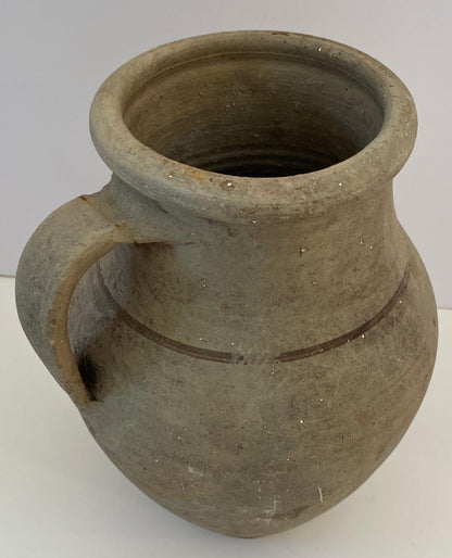Antique Handcrafted Terracotta Pitcher, Rustic Amphora Roman Style Clay Vessel — detail 4