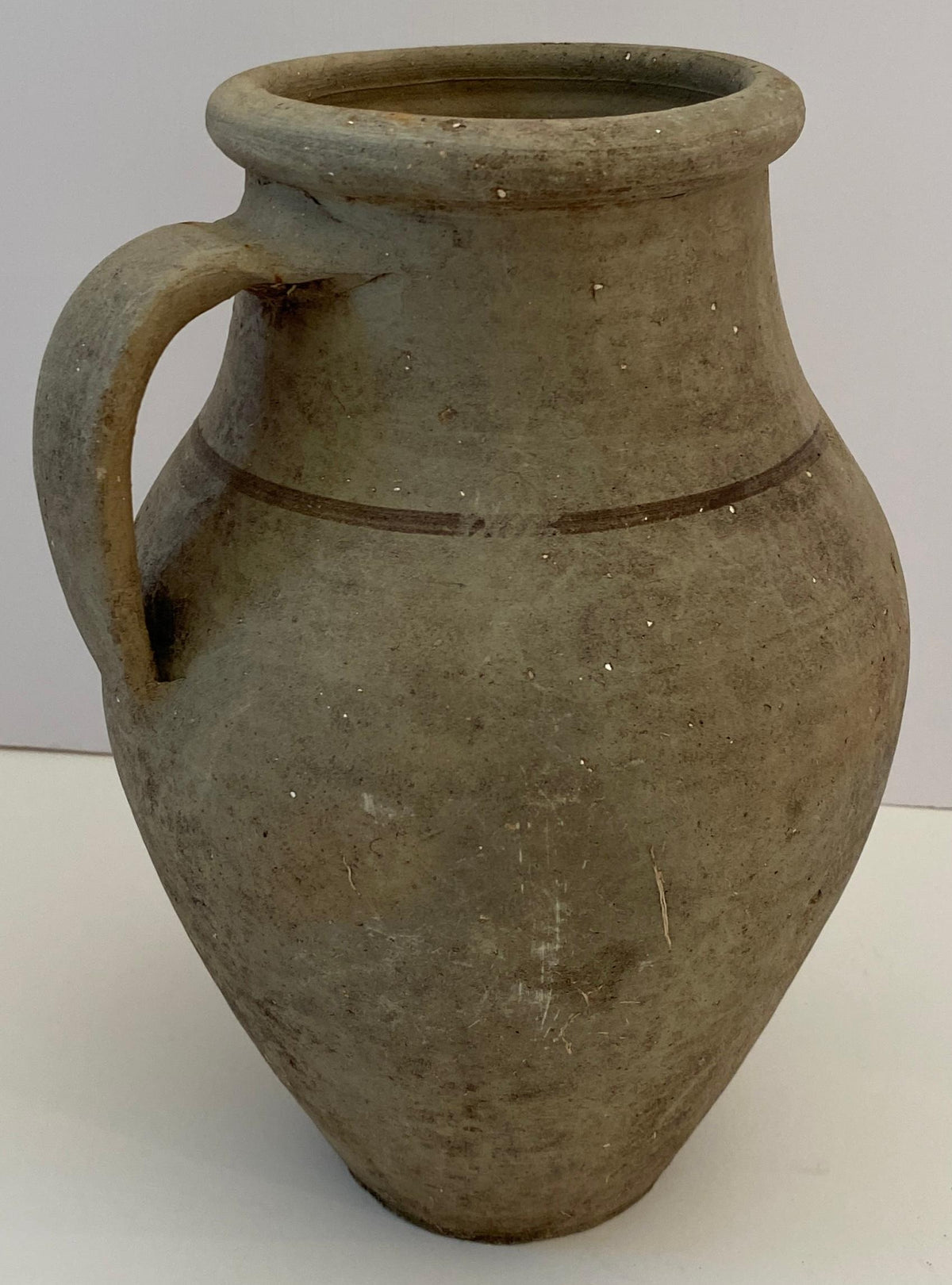 Antique Handcrafted Terracotta Pitcher, Rustic Amphora Roman Style Clay Vessel — detail 5