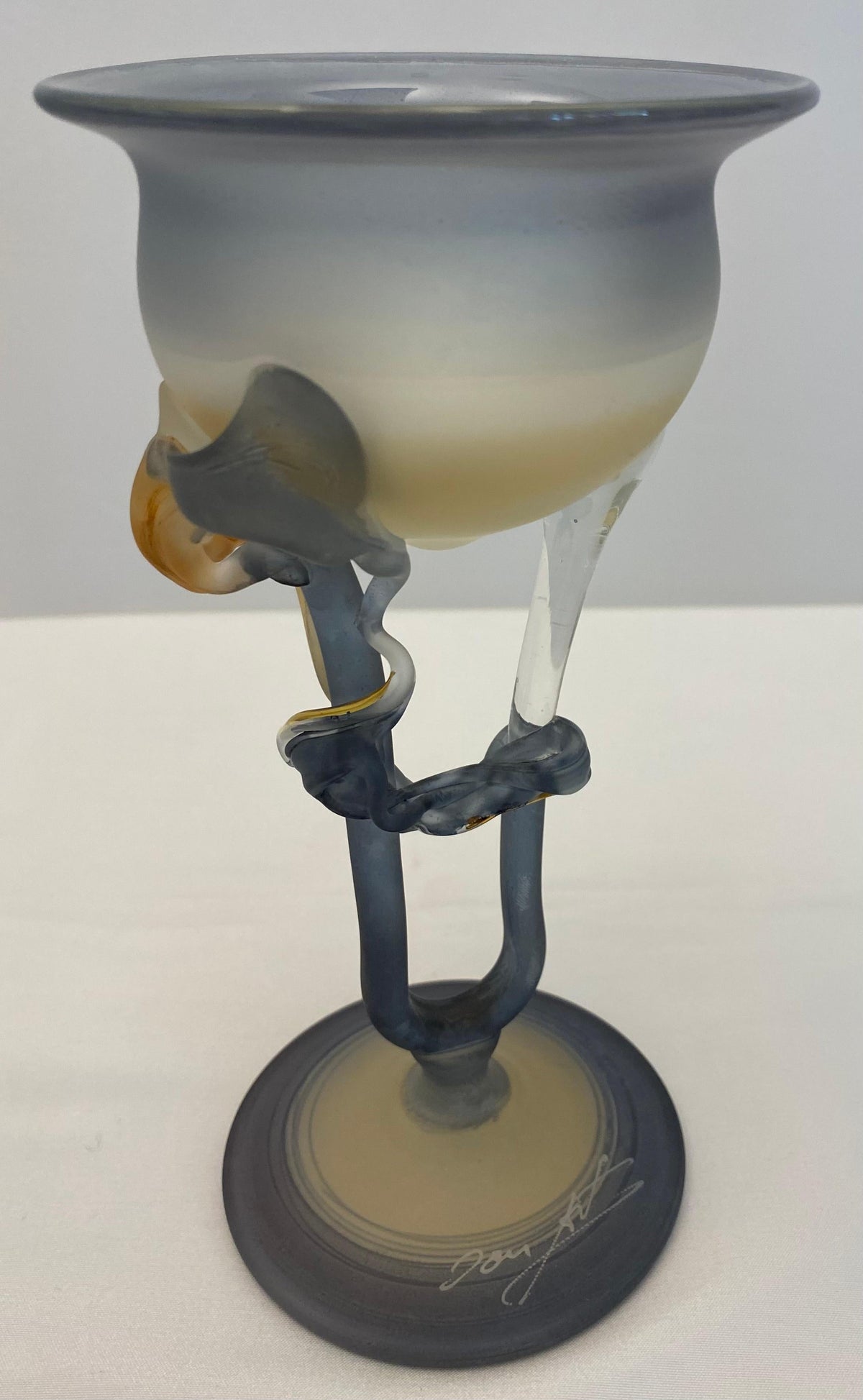 French Art Deco Style Translucent Glass Bud Vase Manner Erte Elte Vase — detail 5