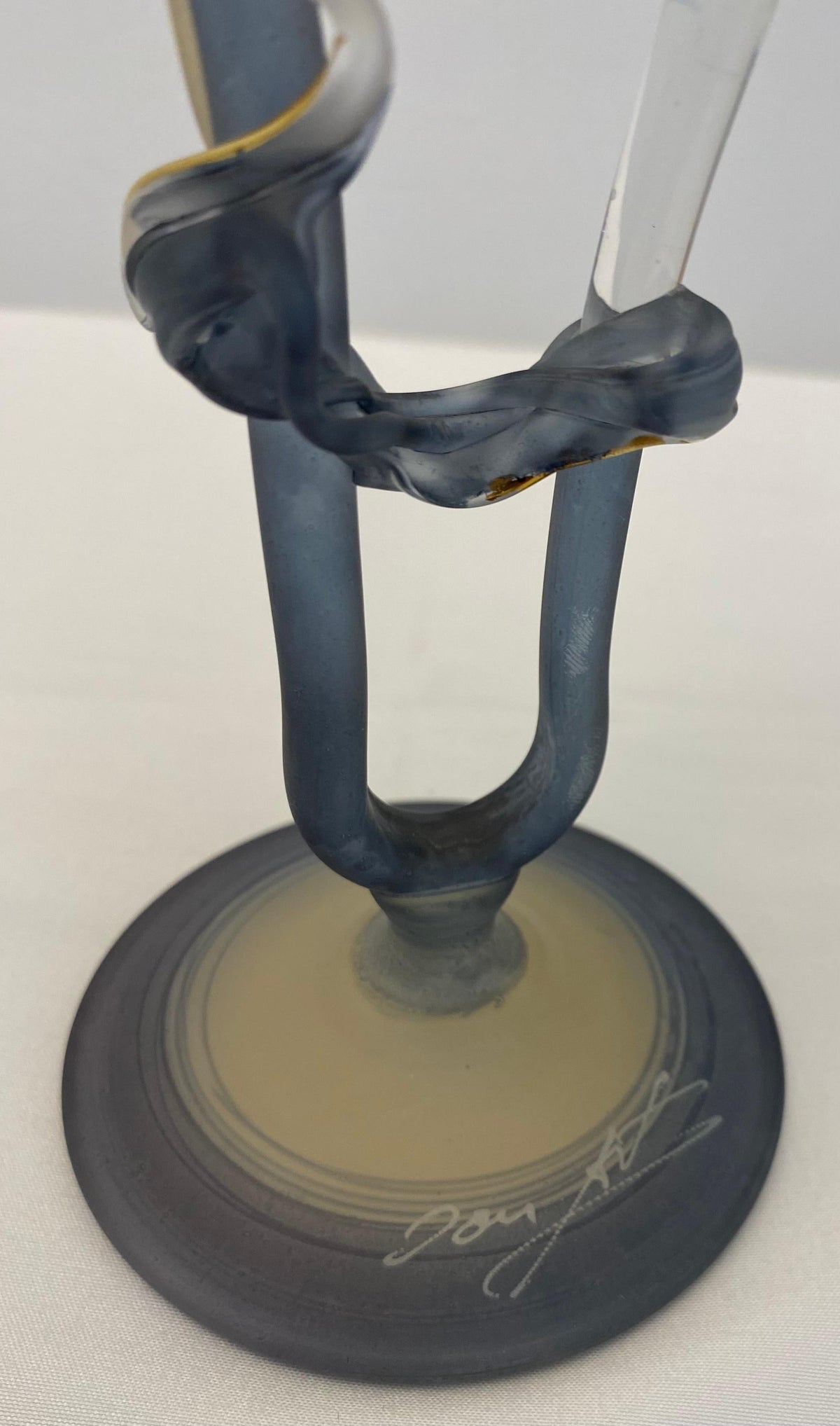 French Art Deco Style Translucent Glass Bud Vase Manner Erte Elte Vase — detail 6