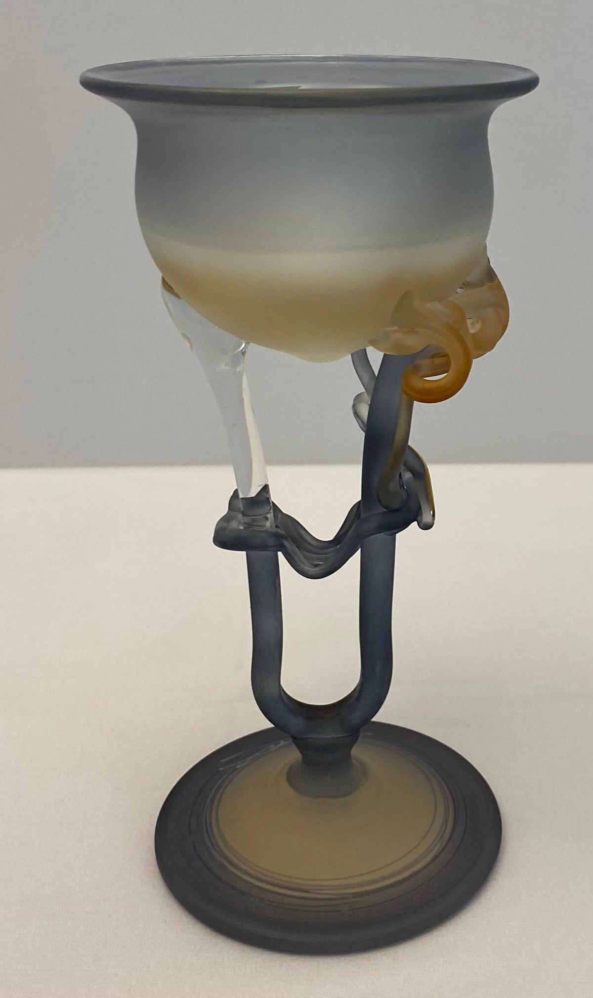 French Art Deco Style Translucent Glass Bud Vase Manner Erte Elte Vase — detail 9