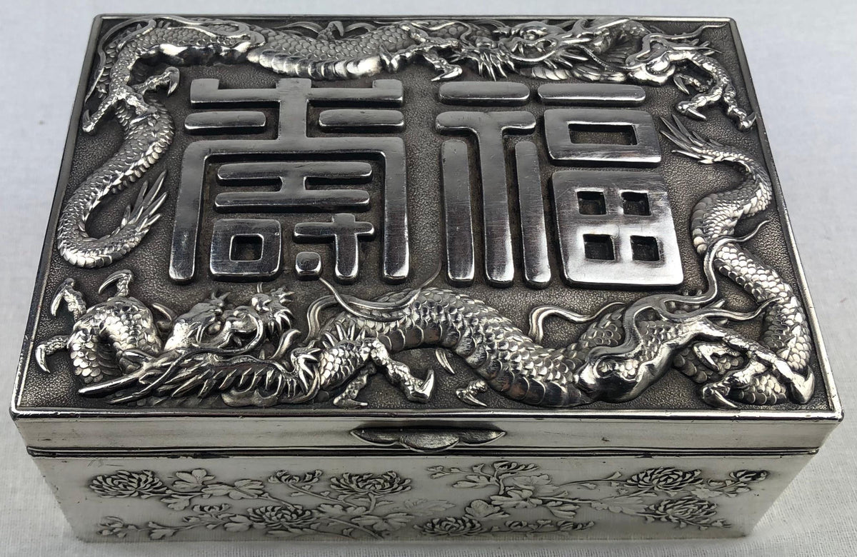 Antique Japanese Silver Jewelry or Keepsake Box — detail 2