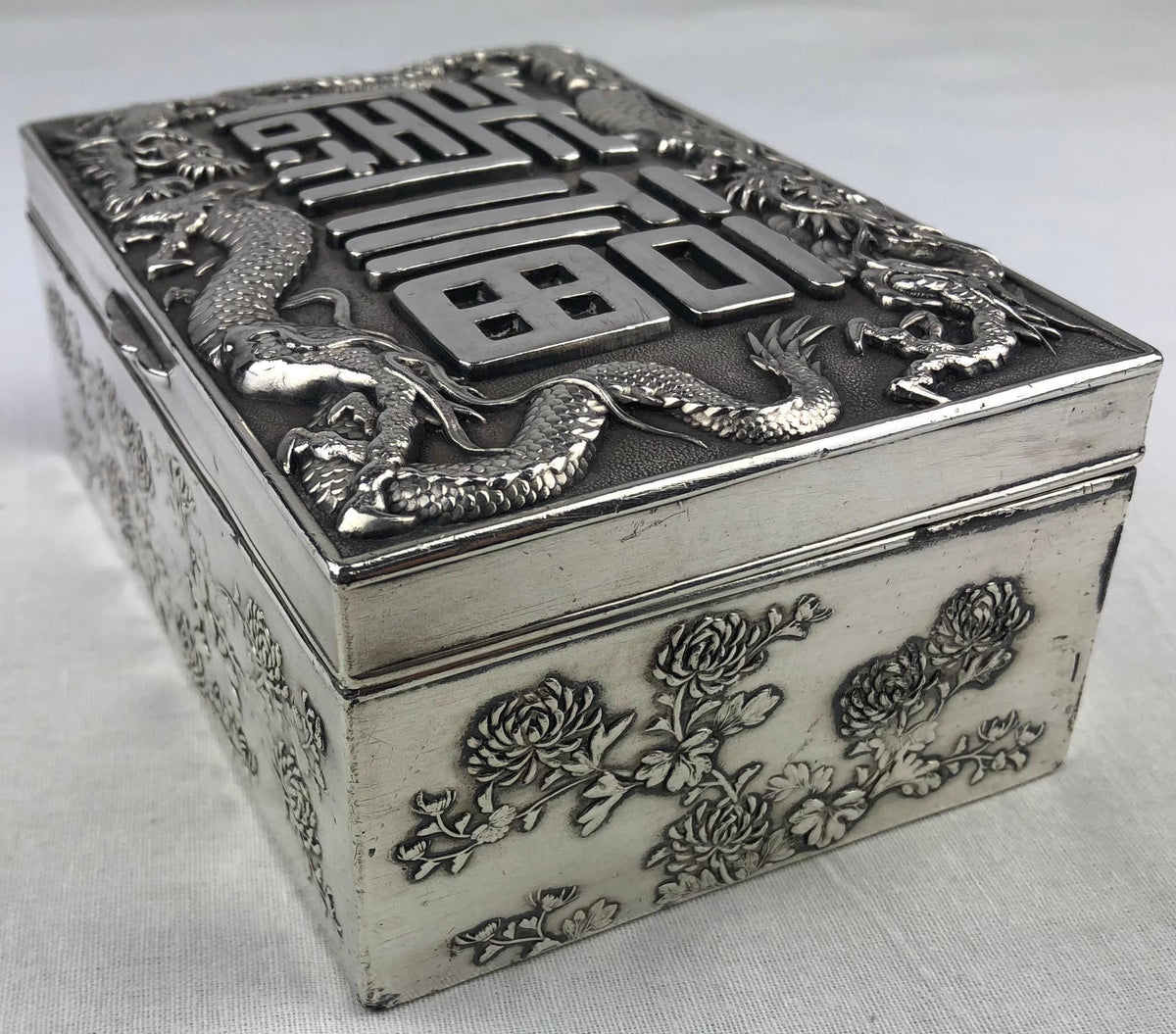 Antique Japanese Silver Jewelry or Keepsake Box — detail 3
