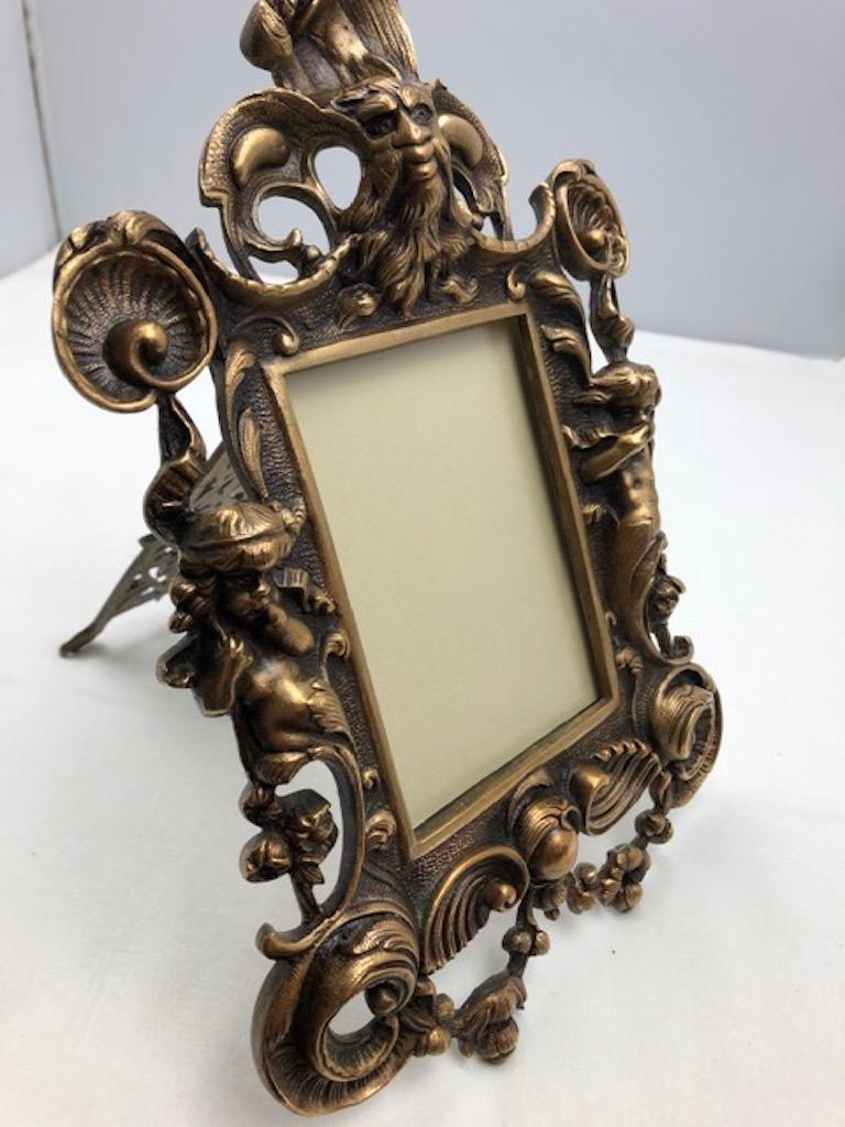 Fine Antique French Neoclassical Louis XV Style Gilt Bronze Picture Frame — detail 2