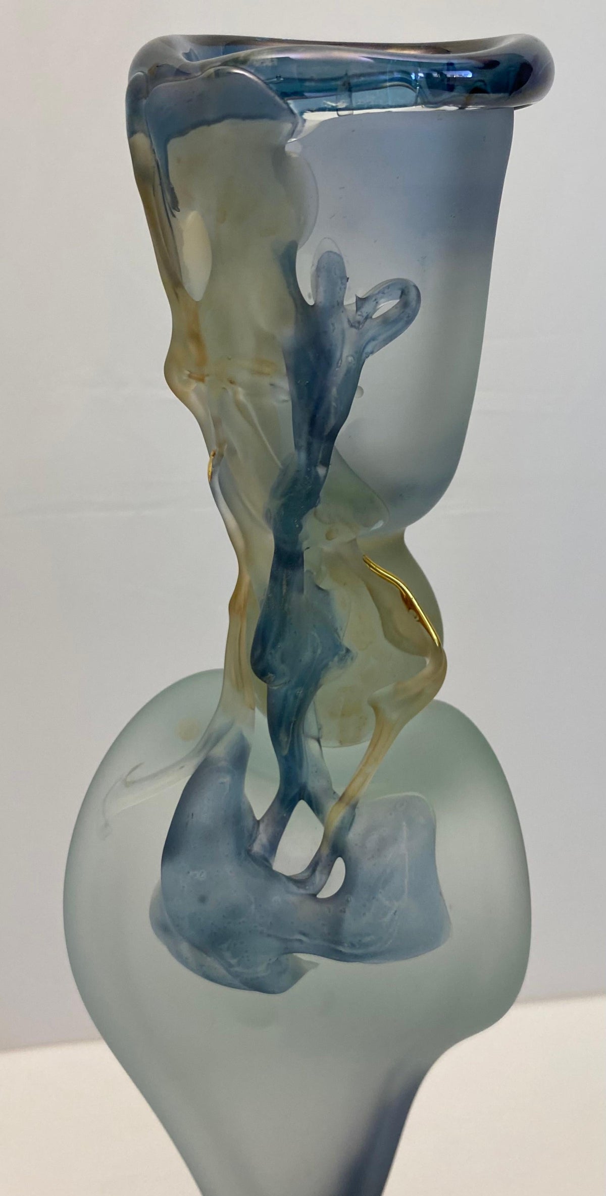 Crystal de Bayel Bacchus Erte Elite Etched Art Glass Trumpet Vase — detail 6