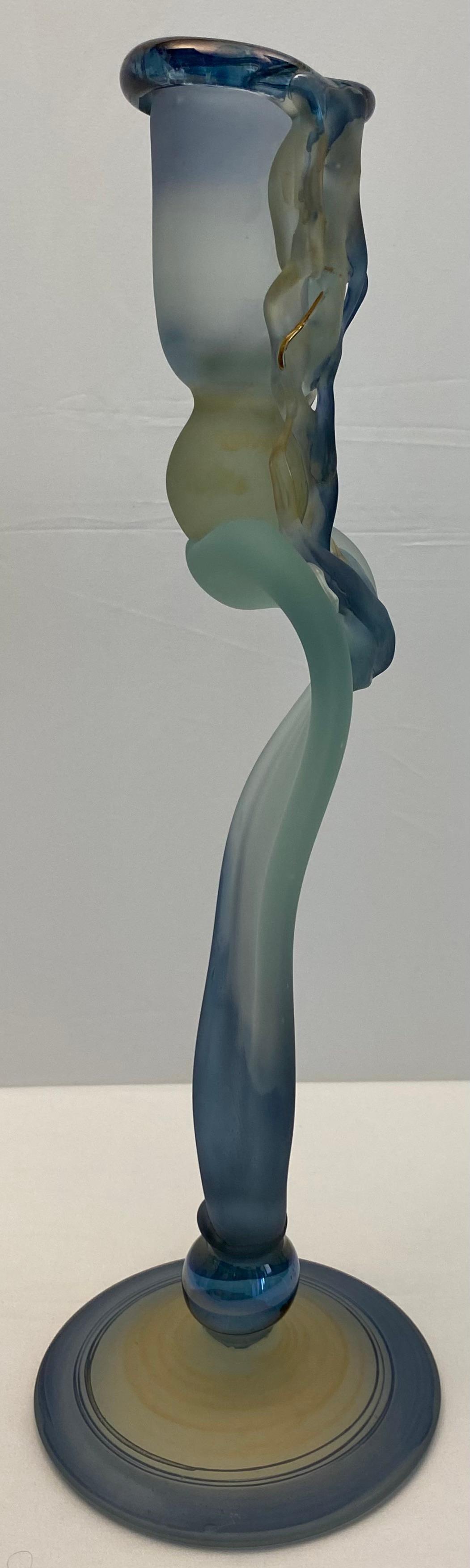 Crystal de Bayel Bacchus Erte Elite Etched Art Glass Trumpet Vase — detail 8