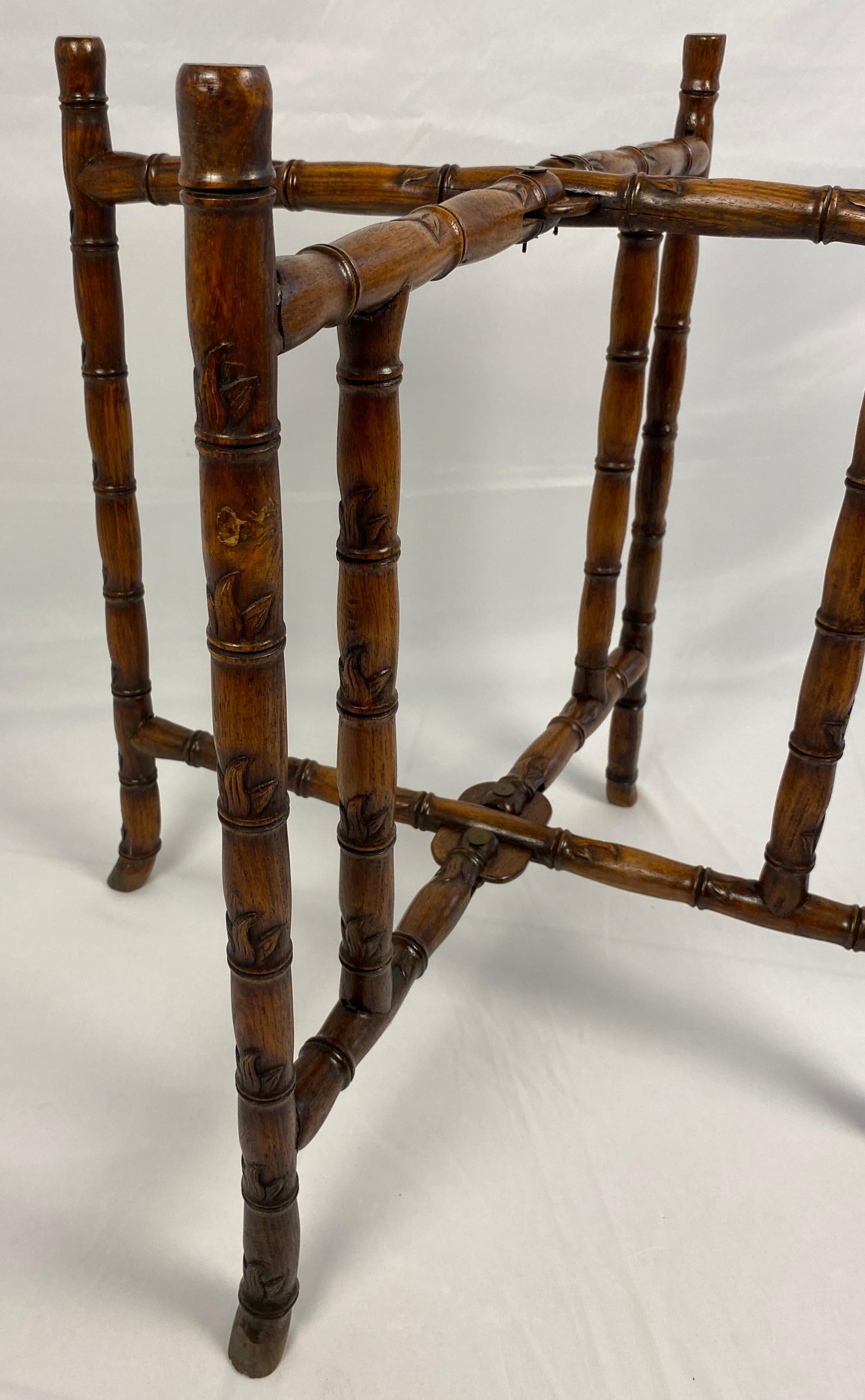 19th Century Chinese Tea Table or Antique Folding End Table — detail 9