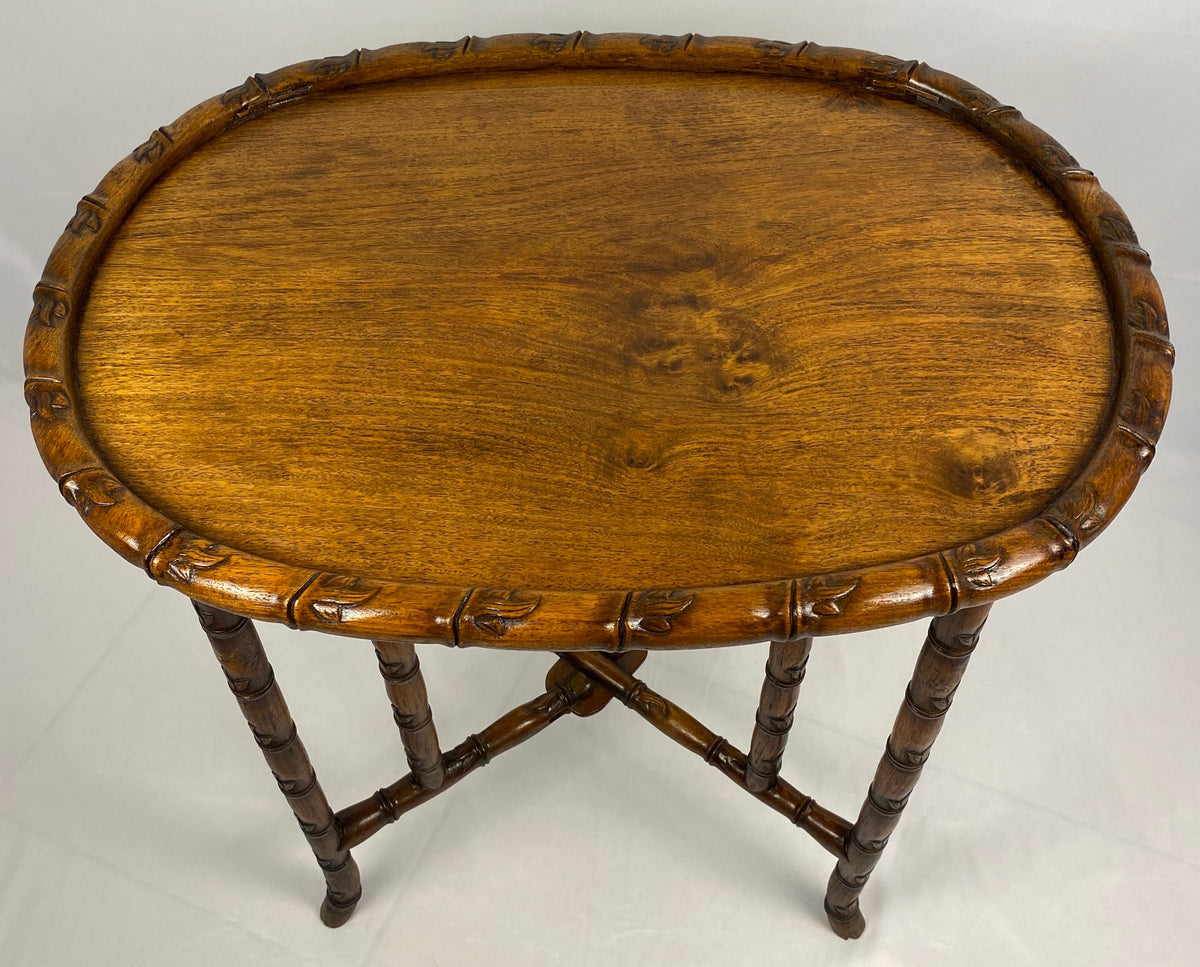 19th Century Chinese Tea Table or Antique Folding End Table — detail 2