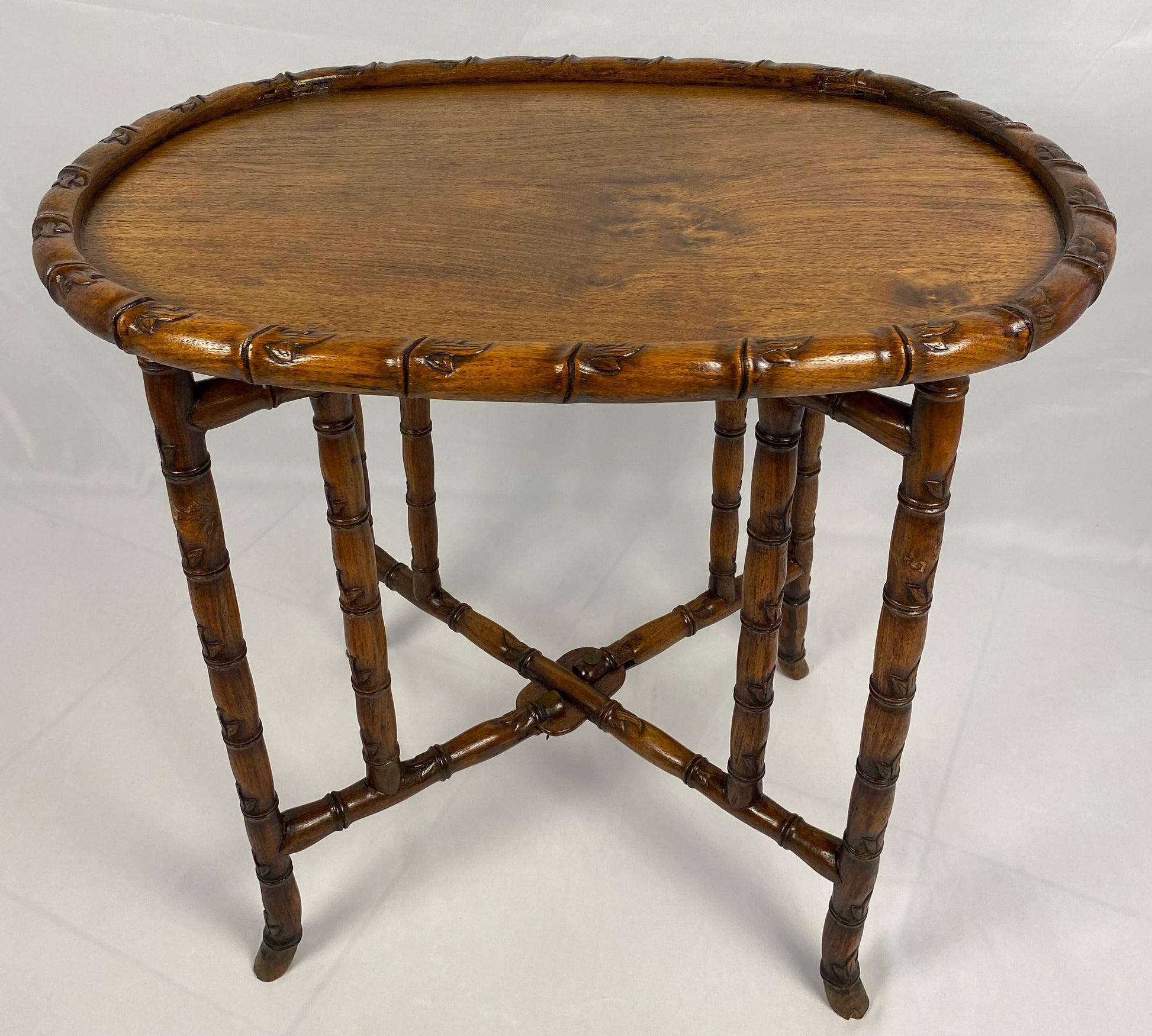 19th Century Chinese Tea Table or Antique Folding End Table — detail 7