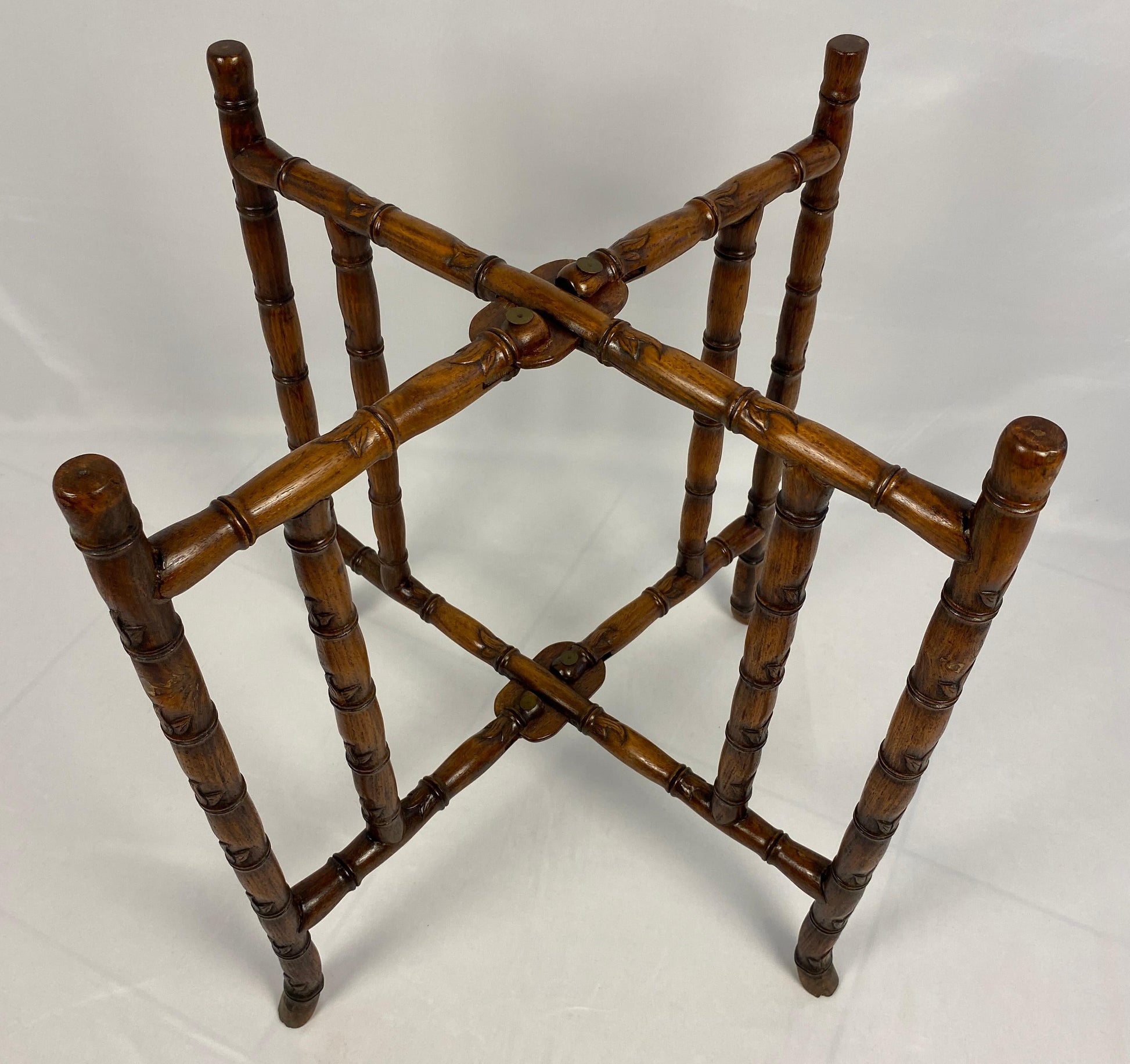 19th Century Chinese Tea Table or Antique Folding End Table — detail 6