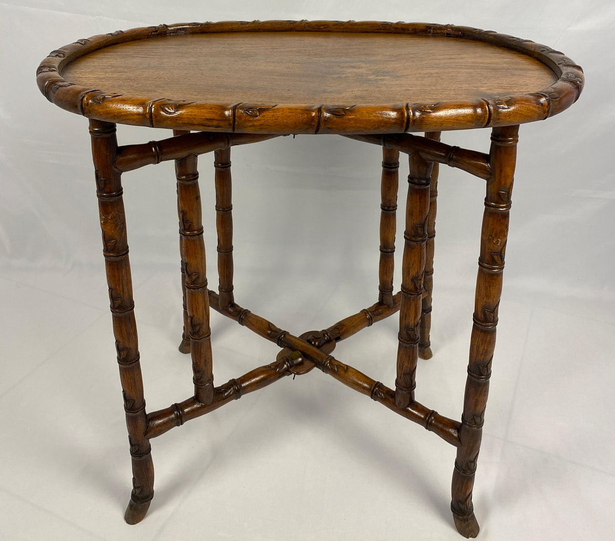 19th Century Chinese Tea Table or Antique Folding End Table — detail 4