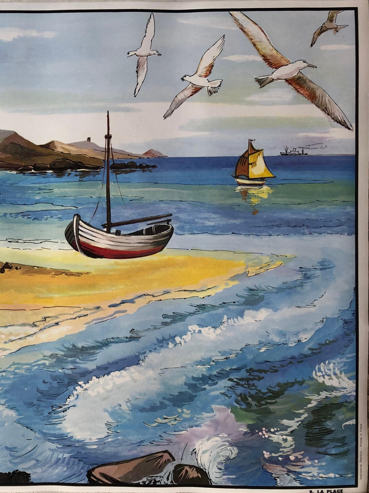 1960s School Poster by Oge-Hachette, The Beach and The Living Room — detail 4