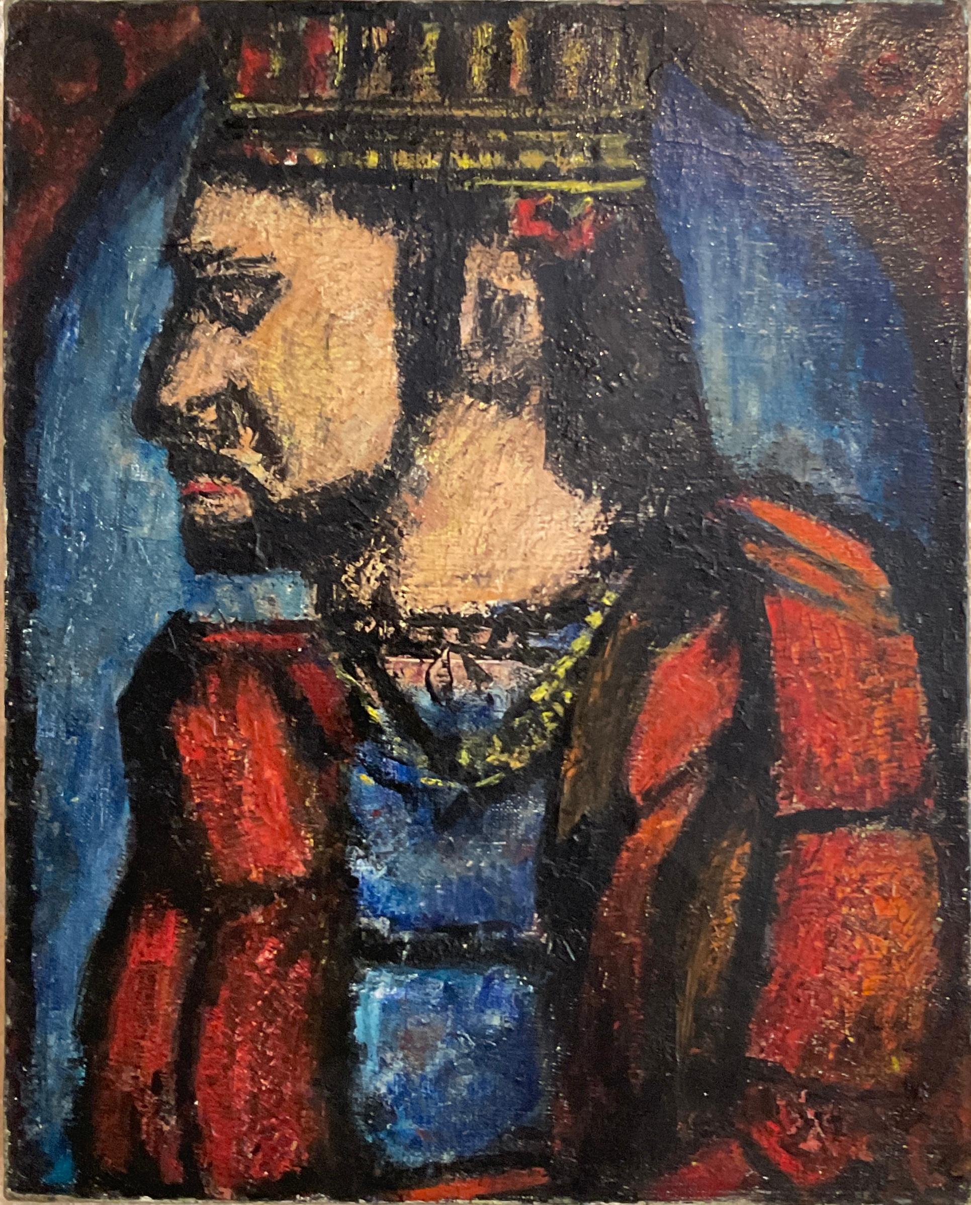 after' Georges Rouault "Le Vieux Roi or the Old King" Oil on Canvas Painting — detail 3