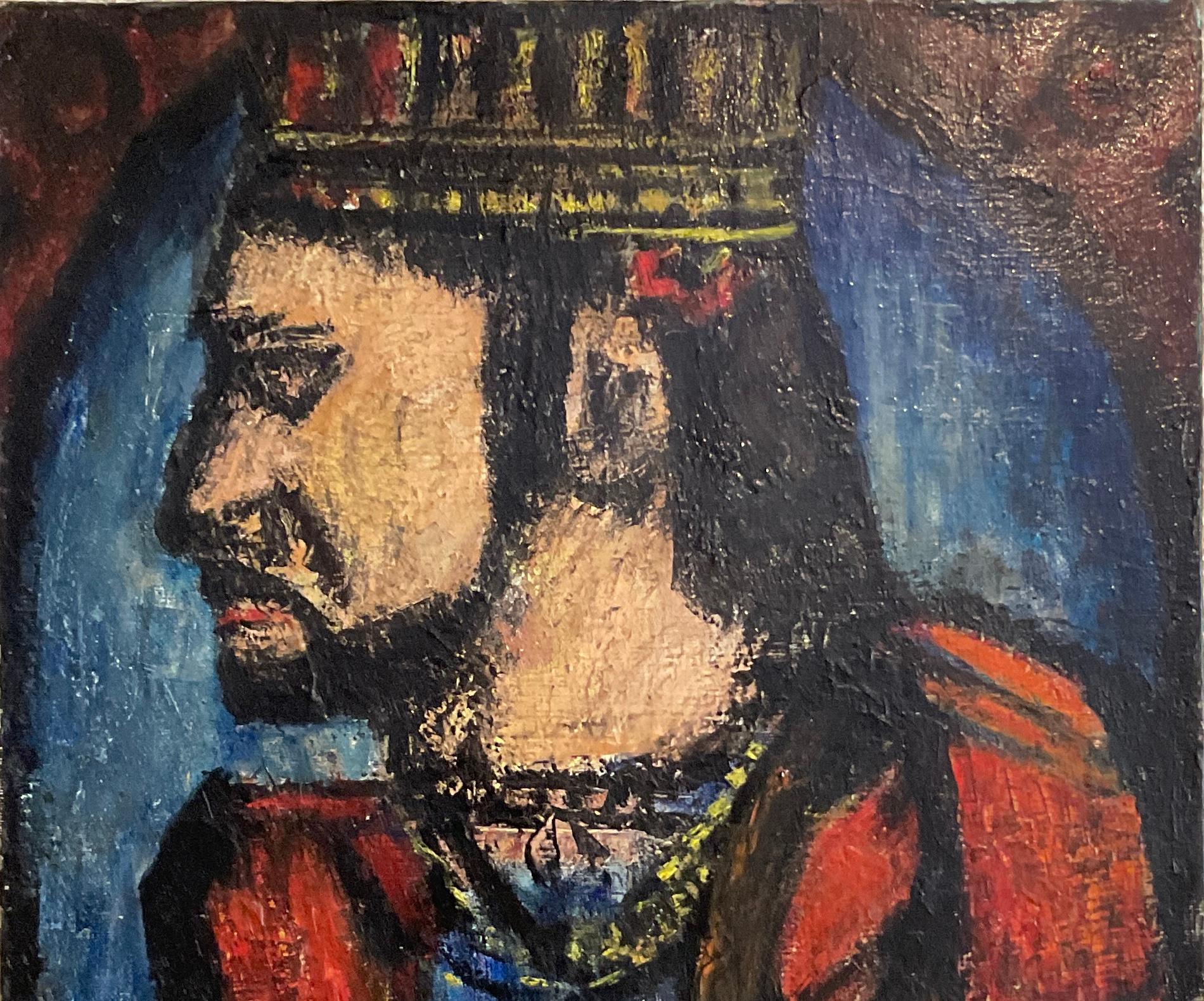 after' Georges Rouault "Le Vieux Roi or the Old King" Oil on Canvas Painting — detail 4