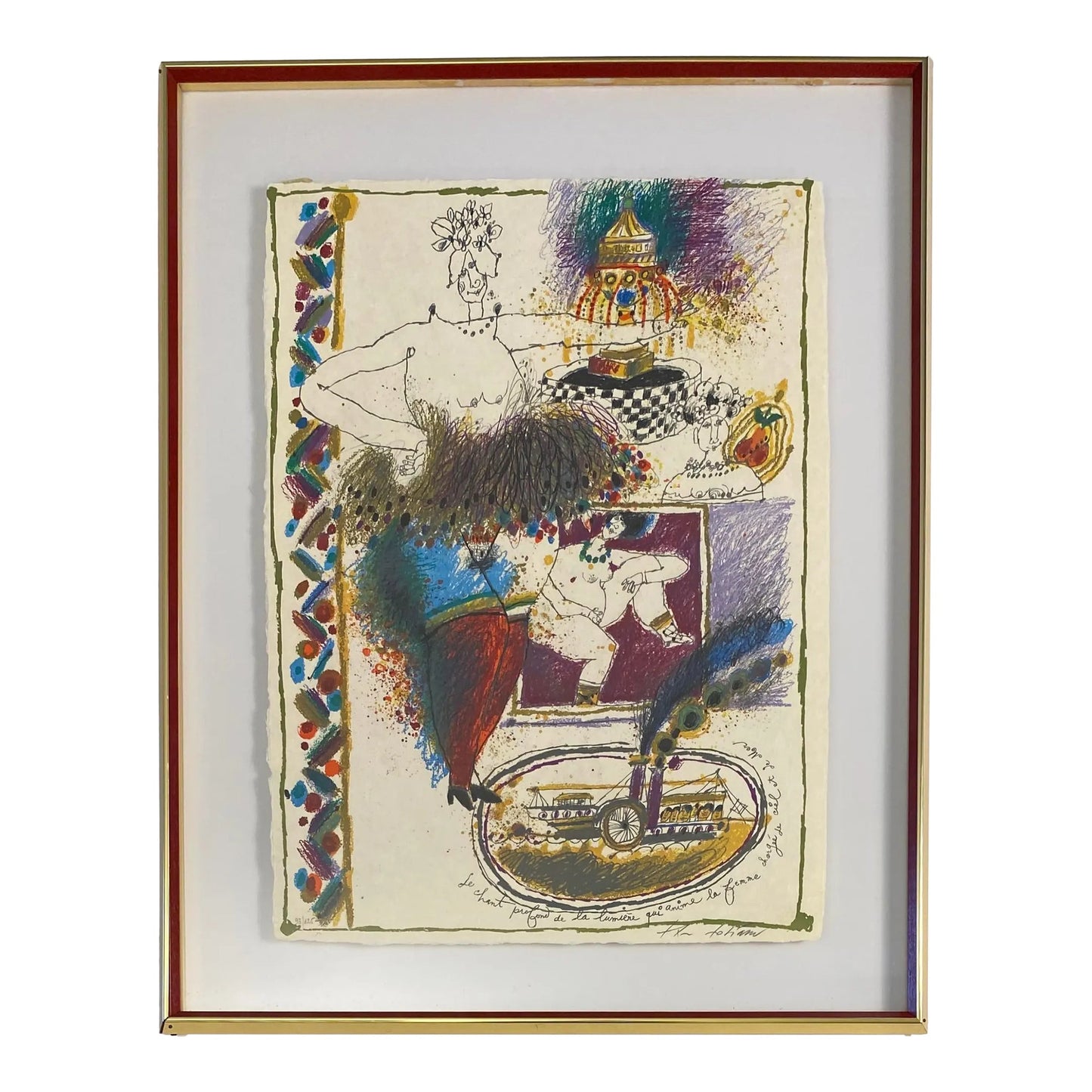 Theo Tobiasse Figurative Color Lithograph, Hand Signed and Dated