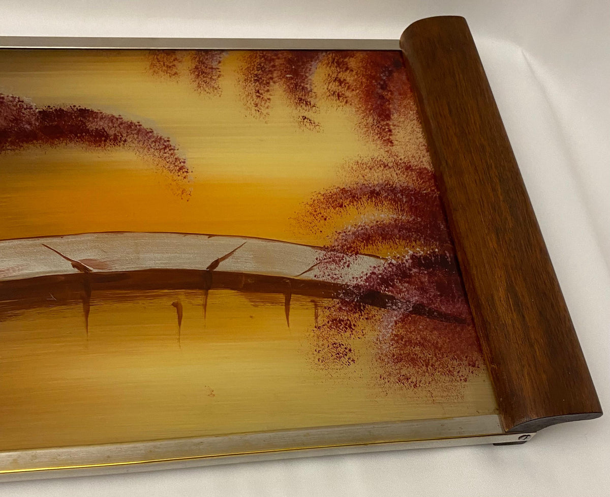 Art Deco Style Serving Tray with Japanese Cherry Blossoms — detail 2