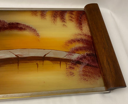 Art Deco Style Serving Tray with Japanese Cherry Blossoms — detail 2