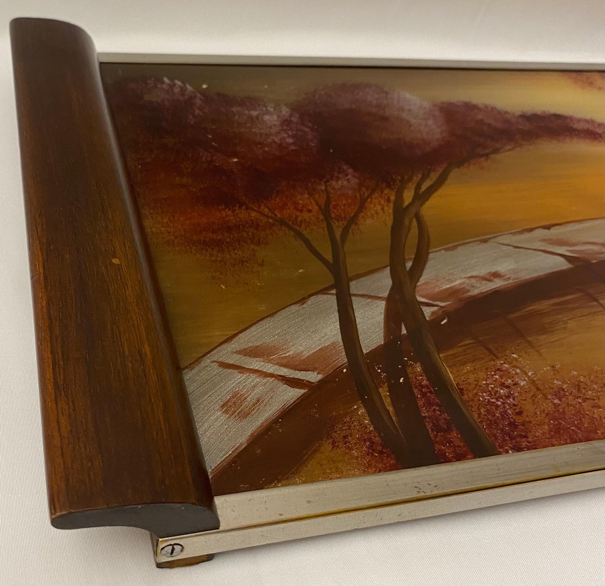 Art Deco Style Serving Tray with Japanese Cherry Blossoms — detail 4
