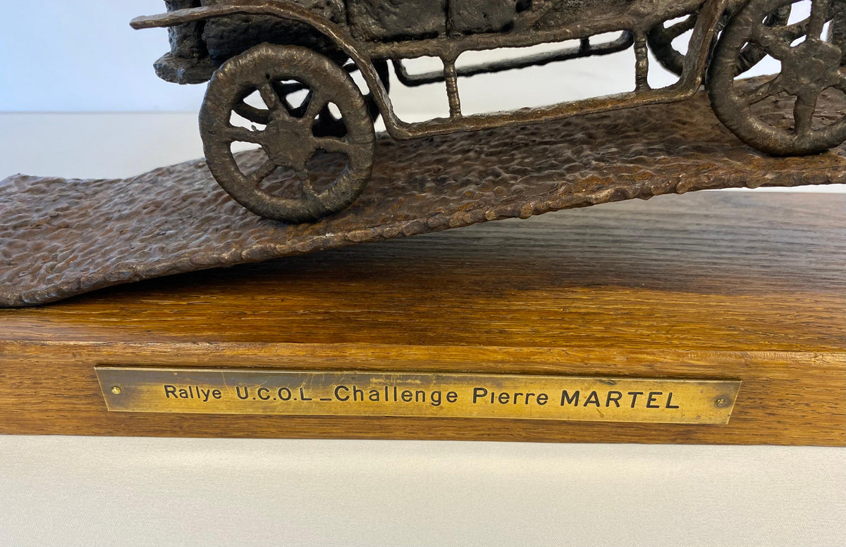 French Rally Cast Iron Trophy Car by Artist Rodolphe Mariotti — detail 3