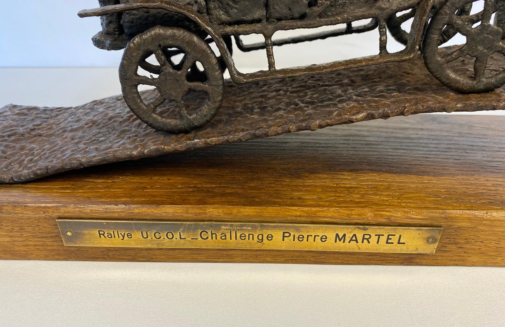 French Rally Cast Iron Trophy Car by Artist Rodolphe Mariotti — detail 3