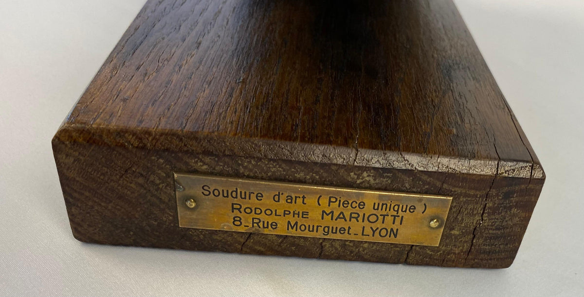 French Rally Cast Iron Trophy Car by Artist Rodolphe Mariotti — detail 4