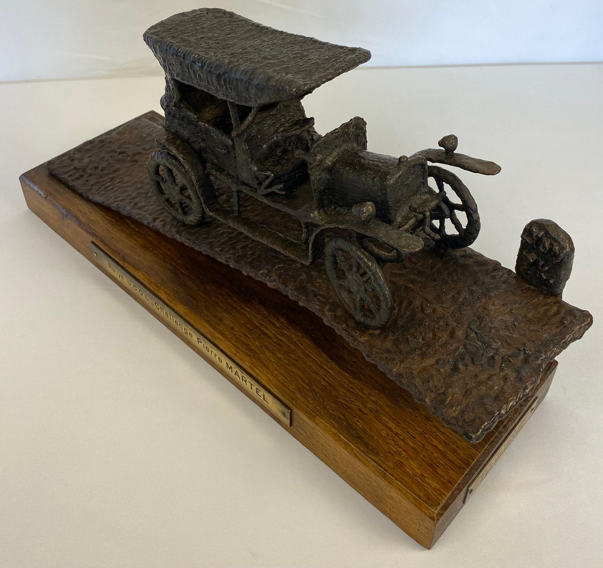 French Rally Cast Iron Trophy Car by Artist Rodolphe Mariotti — detail 5