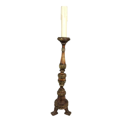 Hand Carved 18th Century Venetian Gilded Wood Candle Stand or Spike — detail 5