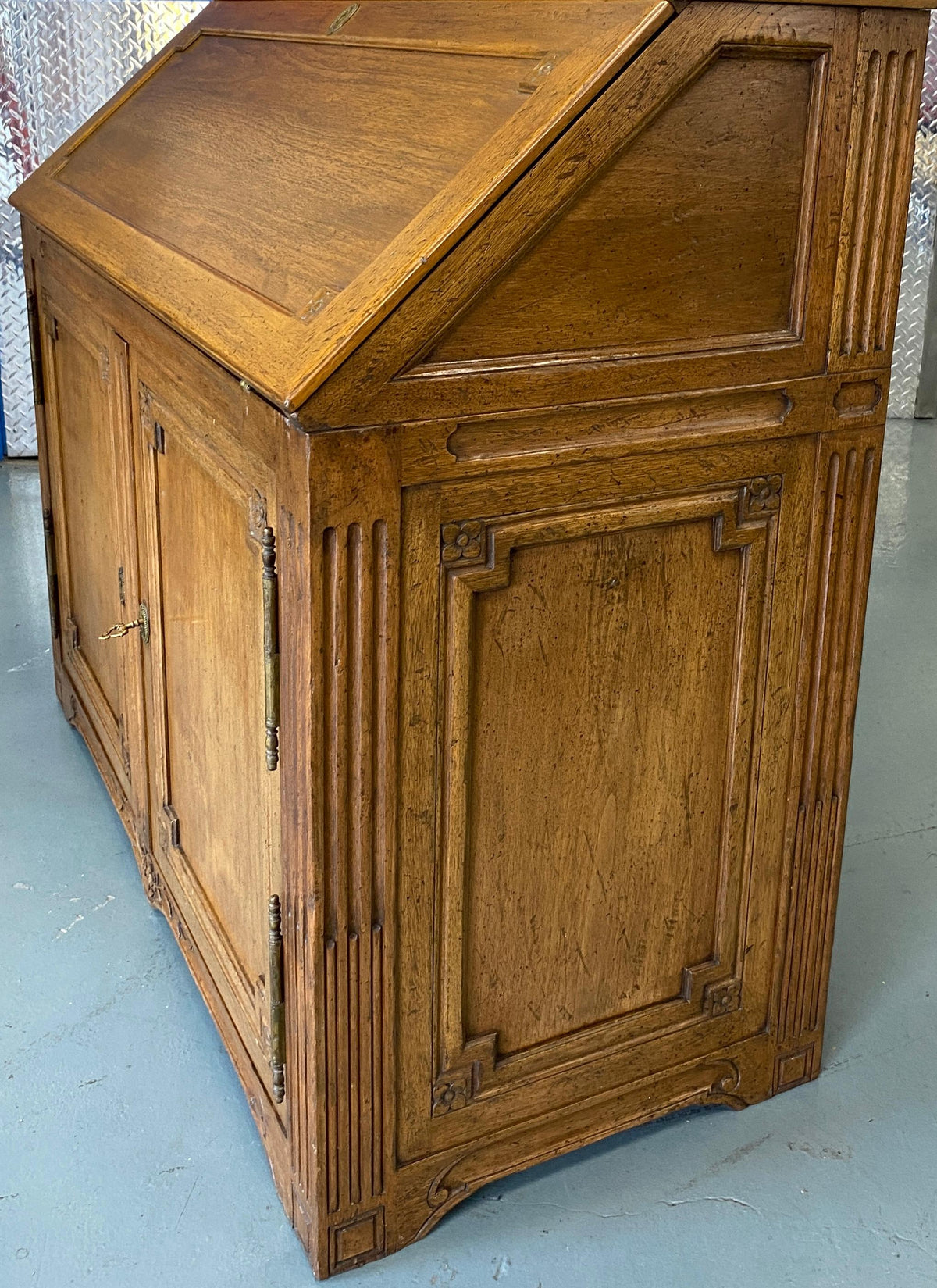 French Buffet Deux Corps with Desk, European Two Part Secretary with Slant Desk — detail 3