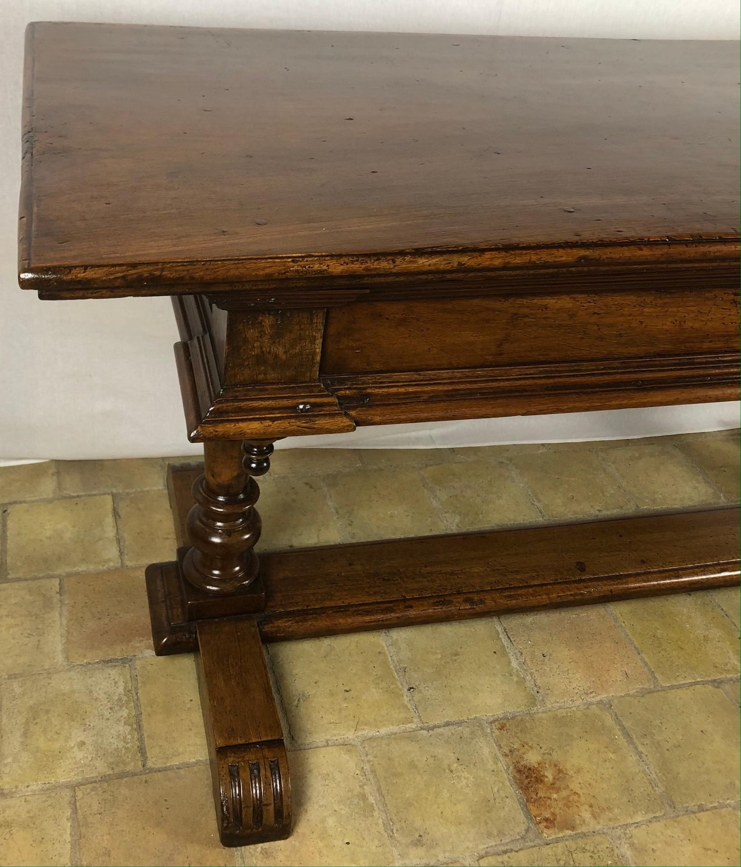 18th Century French Louis XIII Walnut Sofa Console or Display Table — detail 5
