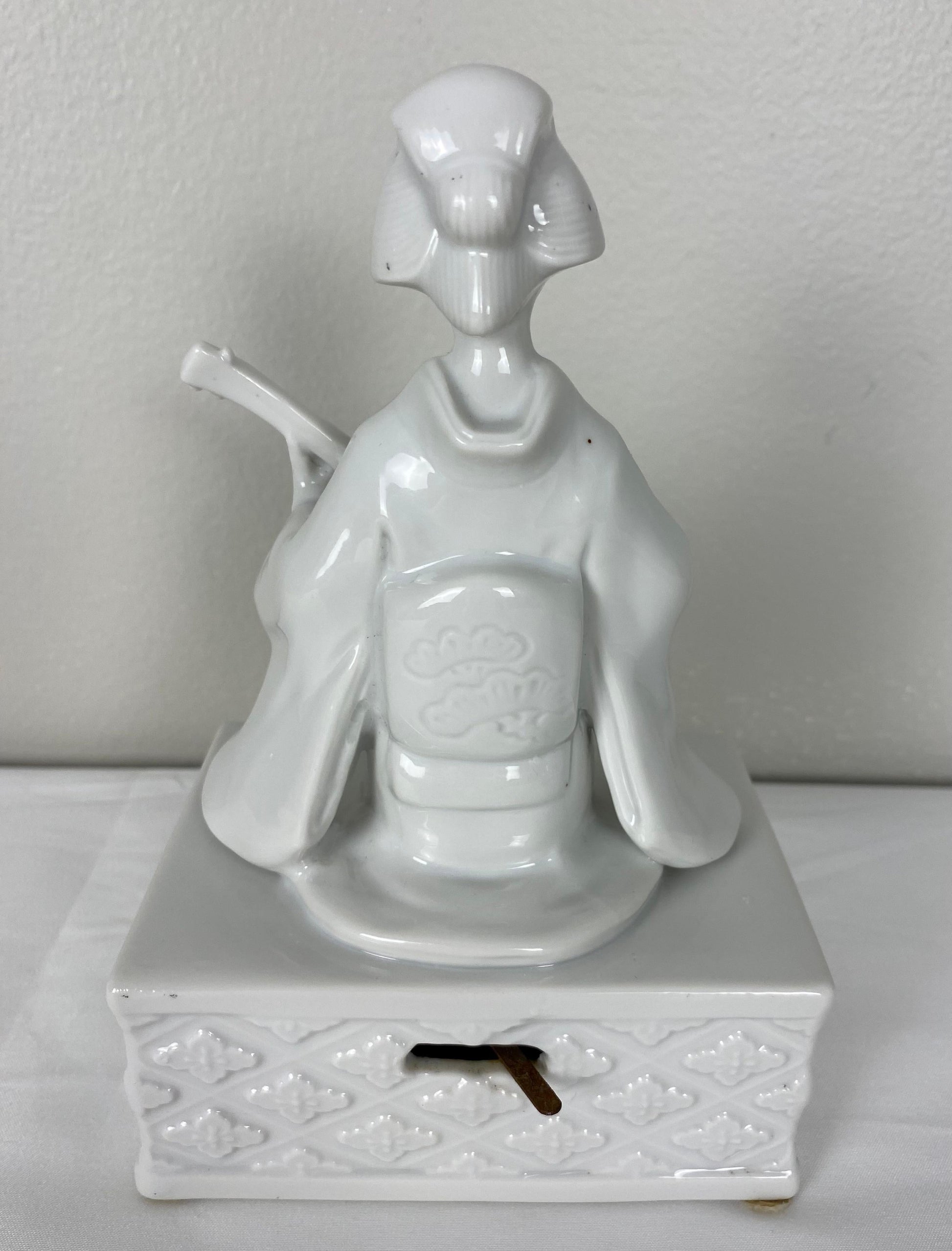 Japanese Lladro Style Figurines White Porcelain Music Boxes and Decorative Tree — detail 7