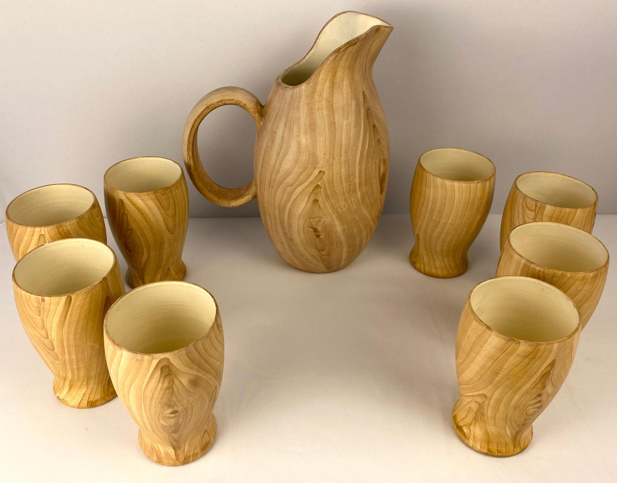 Vintage Grandjean Jourdan Style Faux Bois Ceramique Beverage Set — detail 9