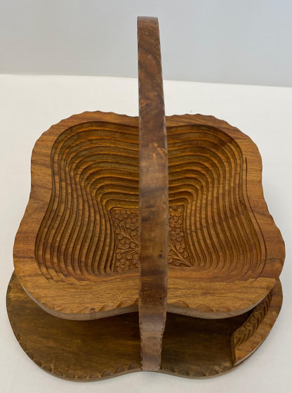 Wooden Fruit Basket Hand-Carved and Collapsible — detail 7