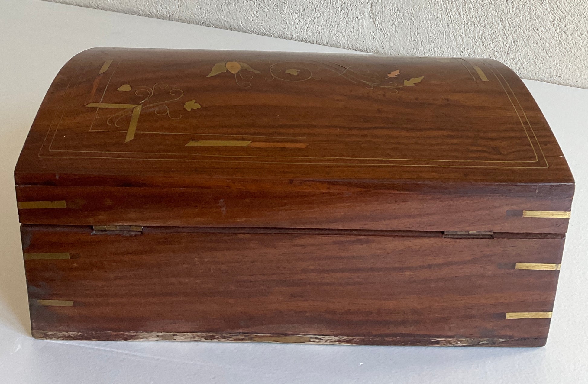 Large French Art Deco Wooden Jewelry Box with Marquetry Inlay — detail 5