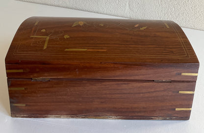 Large French Art Deco Wooden Jewelry Box with Marquetry Inlay — detail 5