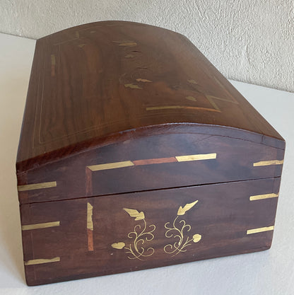 Large French Art Deco Wooden Jewelry Box with Marquetry Inlay — detail 6